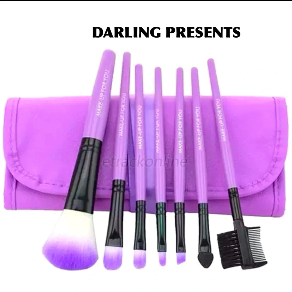 7 Piece Makeup Brush Set Unisex Color Purple